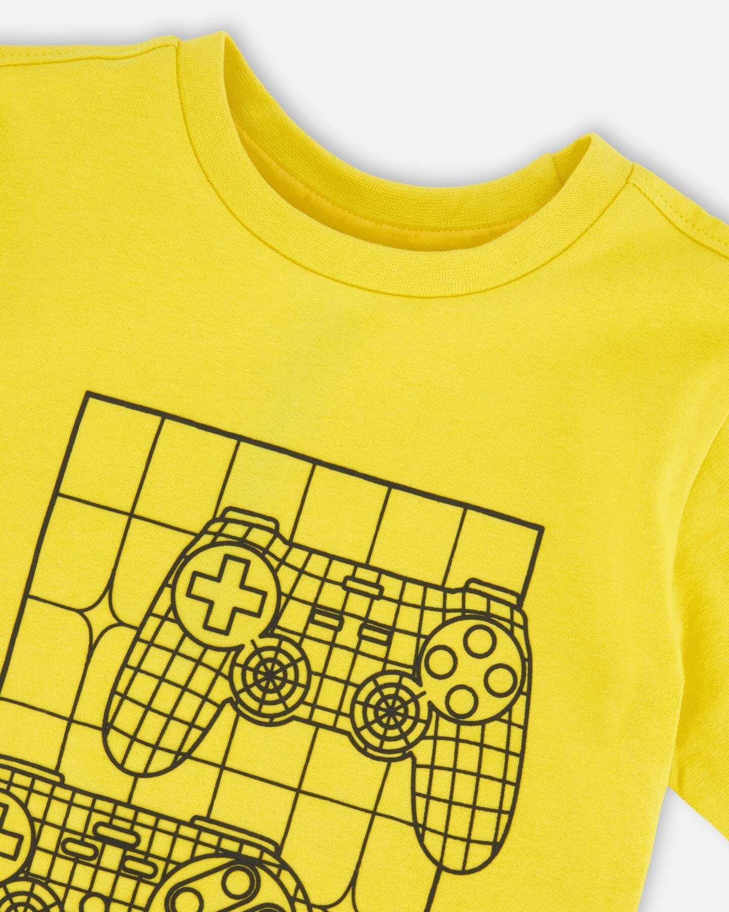 Organic Cotton Jersey T-Shirt With Gamer Print Yellow - H30U78_02200