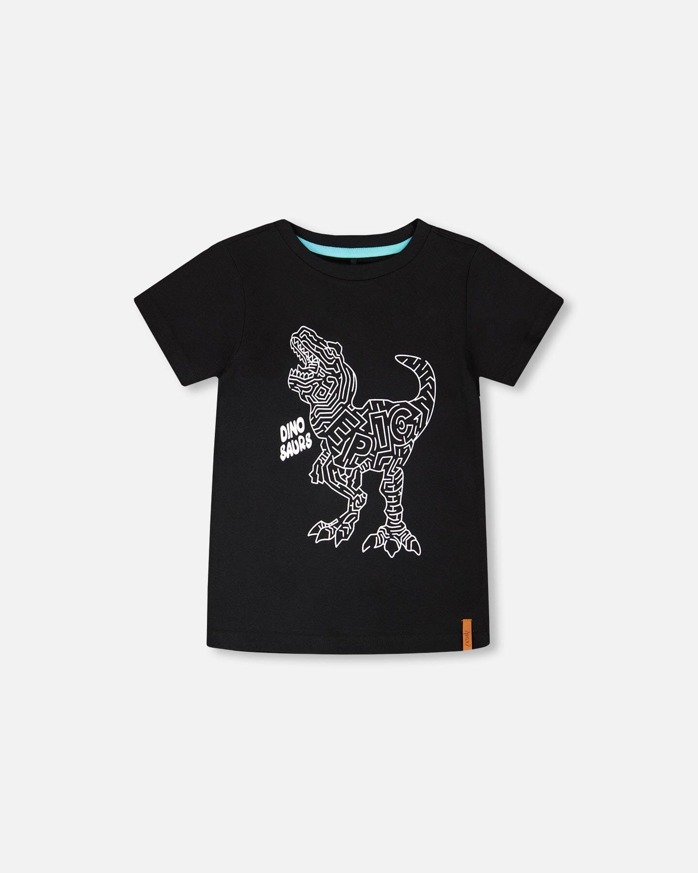 Organic Cotton Jersey T-Shirt With Dino Print Black - H30U78_09990