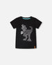 Organic Cotton Jersey T-Shirt With Dino Print Black - H30U78_09990