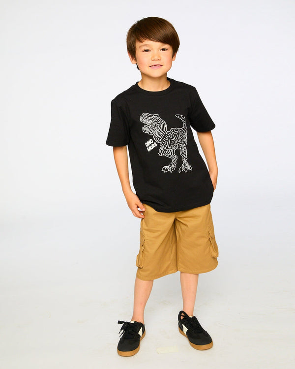 Organic Cotton Jersey T-Shirt With Dino Print Black - H30U78_09990