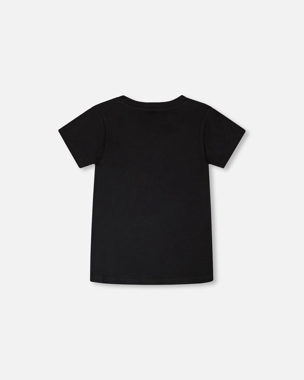 Organic Cotton Jersey T-Shirt With Dino Print Black - H30U78_09990