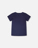 Organic Cotton Jersey T-Shirt With Bike Print Dark Blue - H30U79_04810