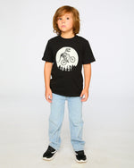 Organic Cotton Jersey T-Shirt With Dino On Bike Print Black - H30U79_09990