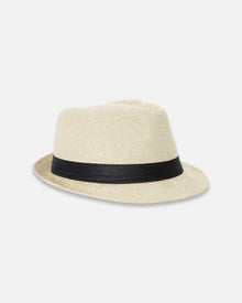 Fedora-Style Straw Hat Beige - H30UH_3H209