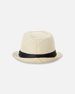 Fedora-Style Straw Hat Beige - H30UH_3H209