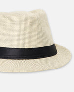 Fedora-Style Straw Hat Beige - H30UH_3H209