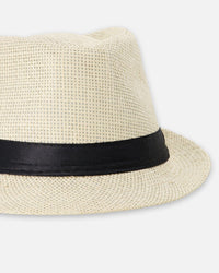 Fedora-Style Straw Hat Beige - H30UH_3H209