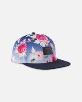 Casquette bleu imprimé roses