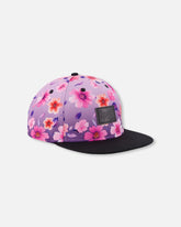 Casquette dégradé mauve fleuri