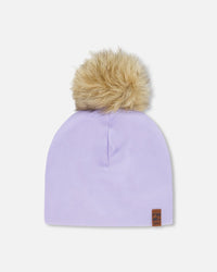 Stretch Jersey Hat Purple With Pompom - H30W20_05640
