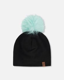 Stretch Jersey Hat Black With Pompom - H30W20_09990