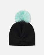 Stretch Jersey Hat Black With Pompom - H30W20_09990