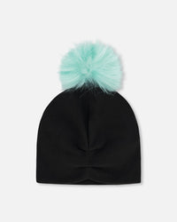 Stretch Jersey Hat Black With Pompom - H30W20_09990