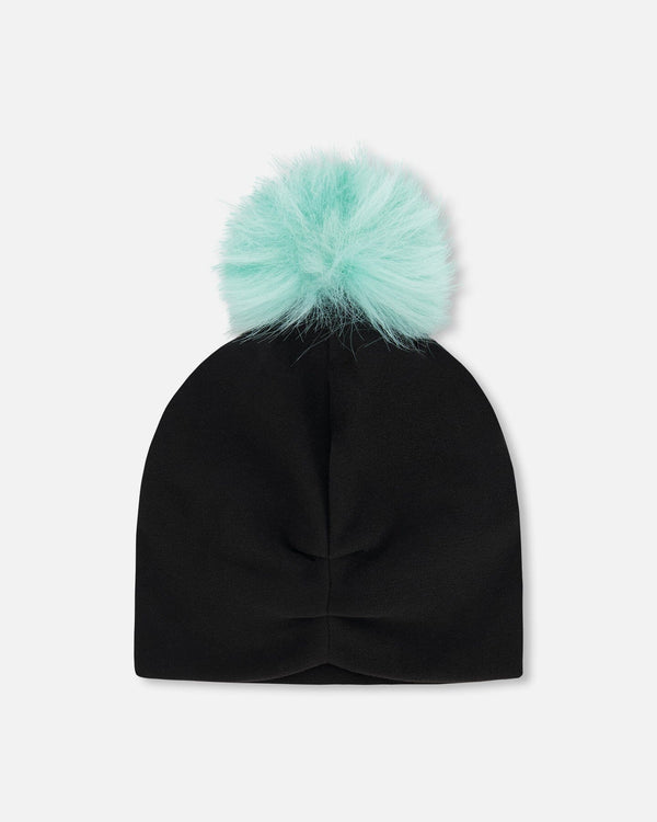 Stretch Jersey Hat Black With Pompom - H30W20_09990