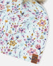 Stretch Jersey Hat Blue Mini Flower Print With Pompom - H30W20_3H005