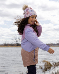 Stretch Jersey Hat Pink Printed Butterflies With Pompom - H30W20_3H007