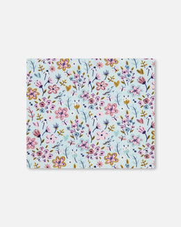 Stretch Jersey Neck Tube Blue Mini Flower Print - H30W21_3H005
