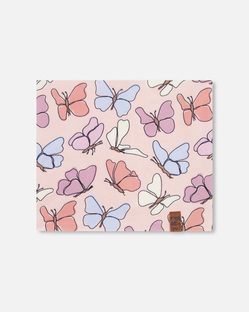 Stretch Jersey Neck Tube Pink Printed Butterflies - H30W21_3H007