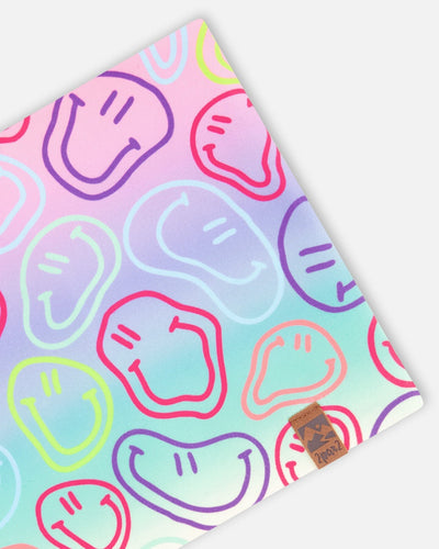 Stretch Jersey Neck Tube Multicolored Printed Smileys - H30W21_3H017