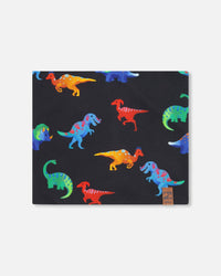 Stretch Jersey Neck Tube Black Dinosaur Print - H30W21_3H032