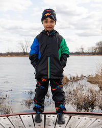 Stretch Jersey Beanie Black Dinosaur Print - H30W22_3H032