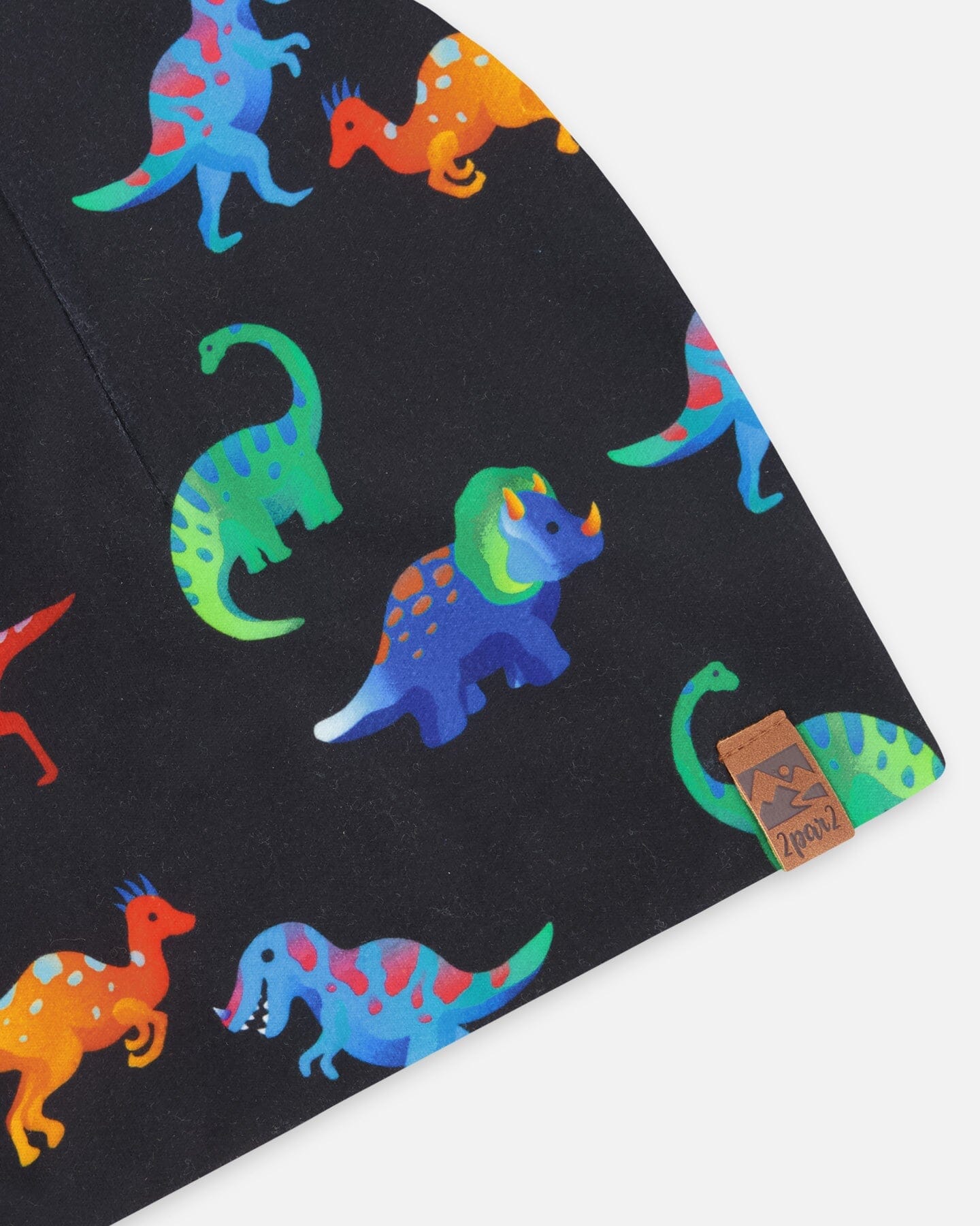 Stretch Jersey Beanie Black Dinosaur Print - H30W22_3H032