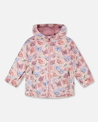 Mid-Season Jacket Pink Printed Butterflies - H30W32_3H007