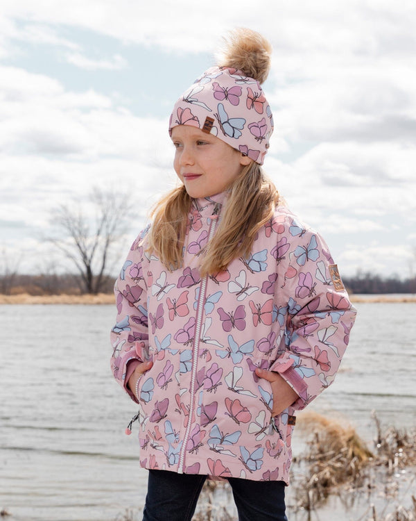 Mid-Season Jacket Pink Printed Butterflies - H30W32_3H007