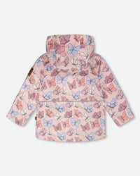 Mid-Season Jacket Pink Printed Butterflies - H30W32_3H007