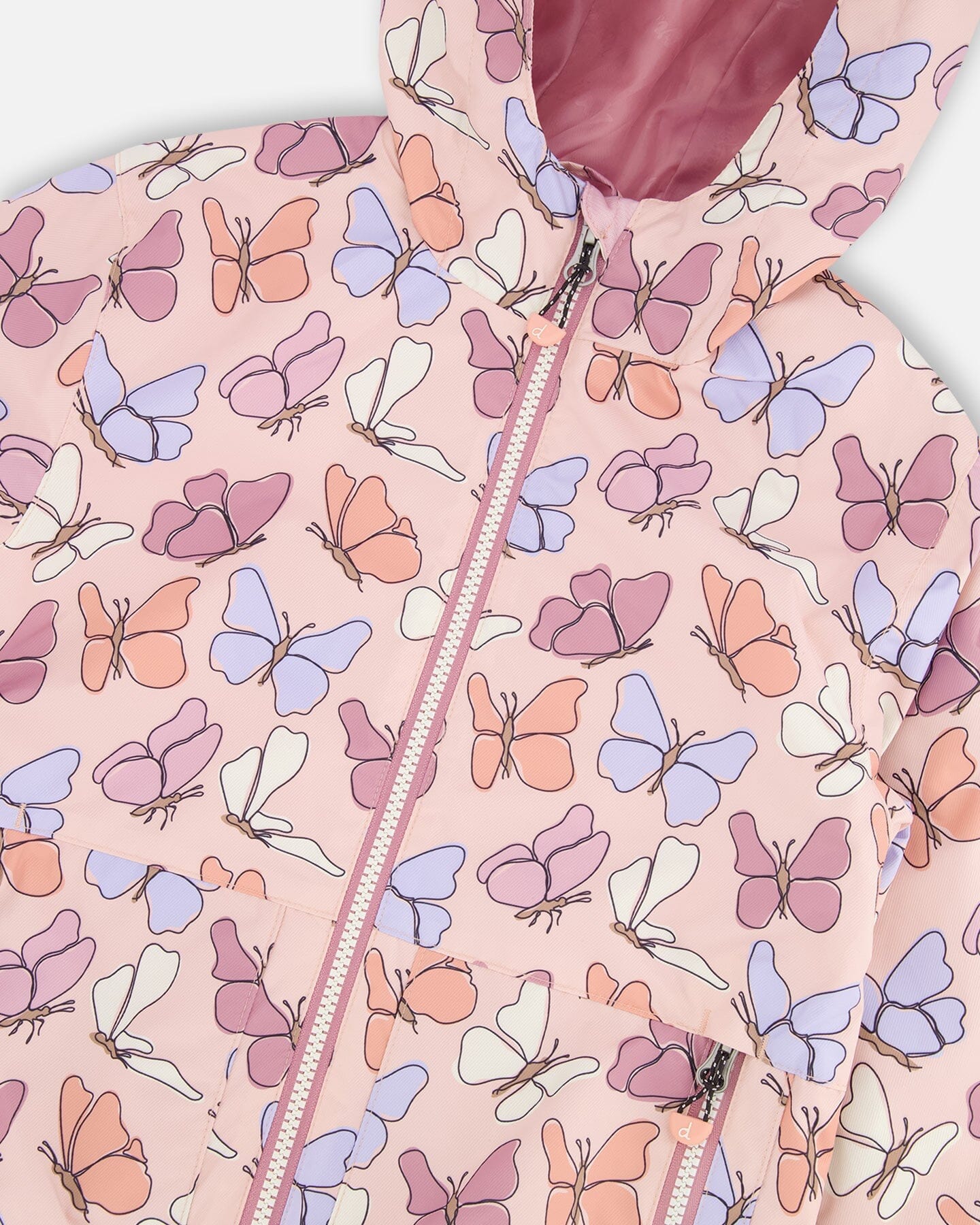 Mid-Season Jacket Pink Printed Butterflies - H30W32_3H007