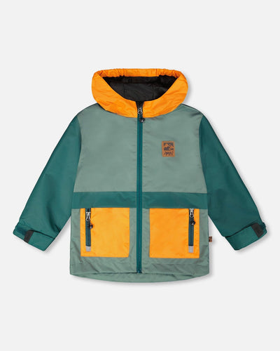 Mid-Season Jacket Dark Green And Orange - H30W34_03003