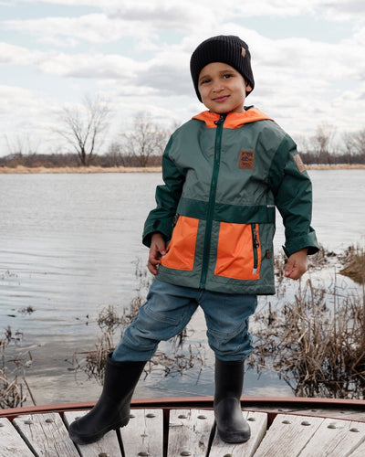 Mid-Season Jacket Dark Green And Orange - H30W34_03003