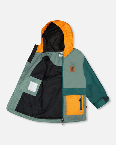 Mid-Season Jacket Dark Green And Orange - H30W34_03003