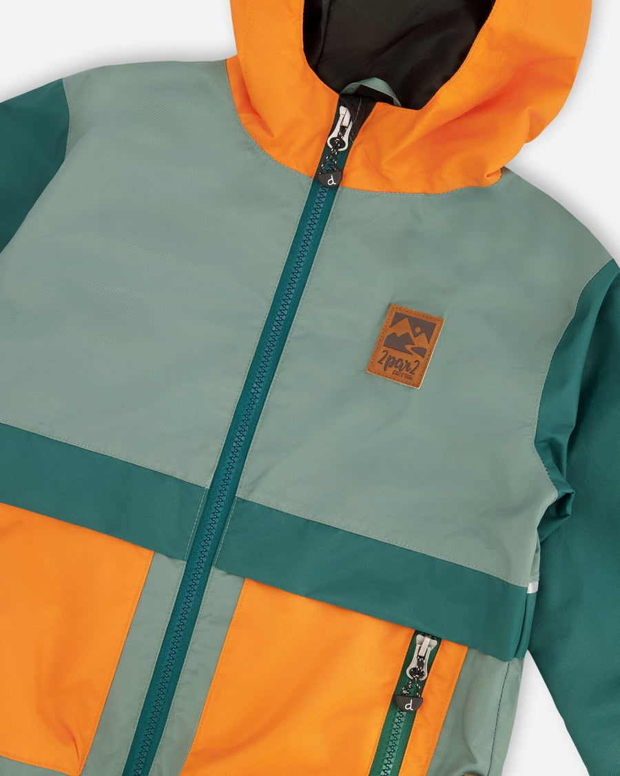 Mid-Season Jacket Dark Green And Orange - H30W34_03003