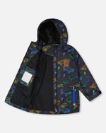 Mid-Season Jacket Black Printed Skateboards - H30W34_3H026