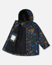 Mid-Season Jacket Black Printed Skateboards - H30W34_3H026