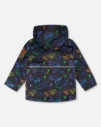 Mid-Season Jacket Black Printed Skateboards - H30W34_3H026