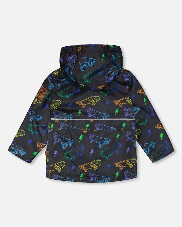 Mid-Season Jacket Black Printed Skateboards - H30W34_3H026