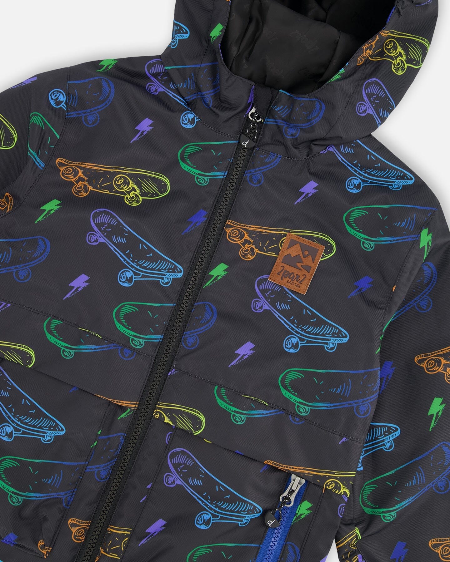Mid-Season Jacket Black Printed Skateboards - H30W34_3H026