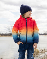 Quilted Mid-Season Jacket Orange And Blue Gradient - H30W44_3H038