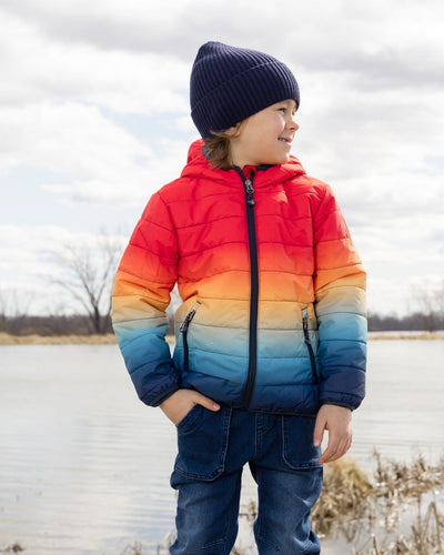 Quilted Mid-Season Jacket Orange And Blue Gradient - H30W44_3H038
