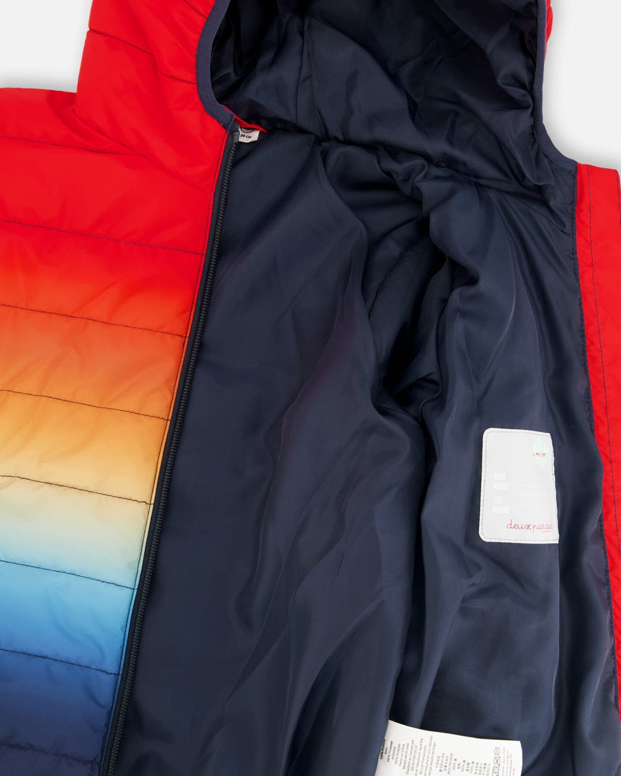 Quilted Mid-Season Jacket Orange And Blue Gradient - H30W44_3H038