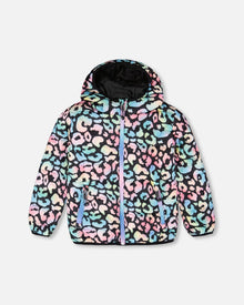 Quilted Mid-Season Jacket Black Animal Print - H30W45_3H010