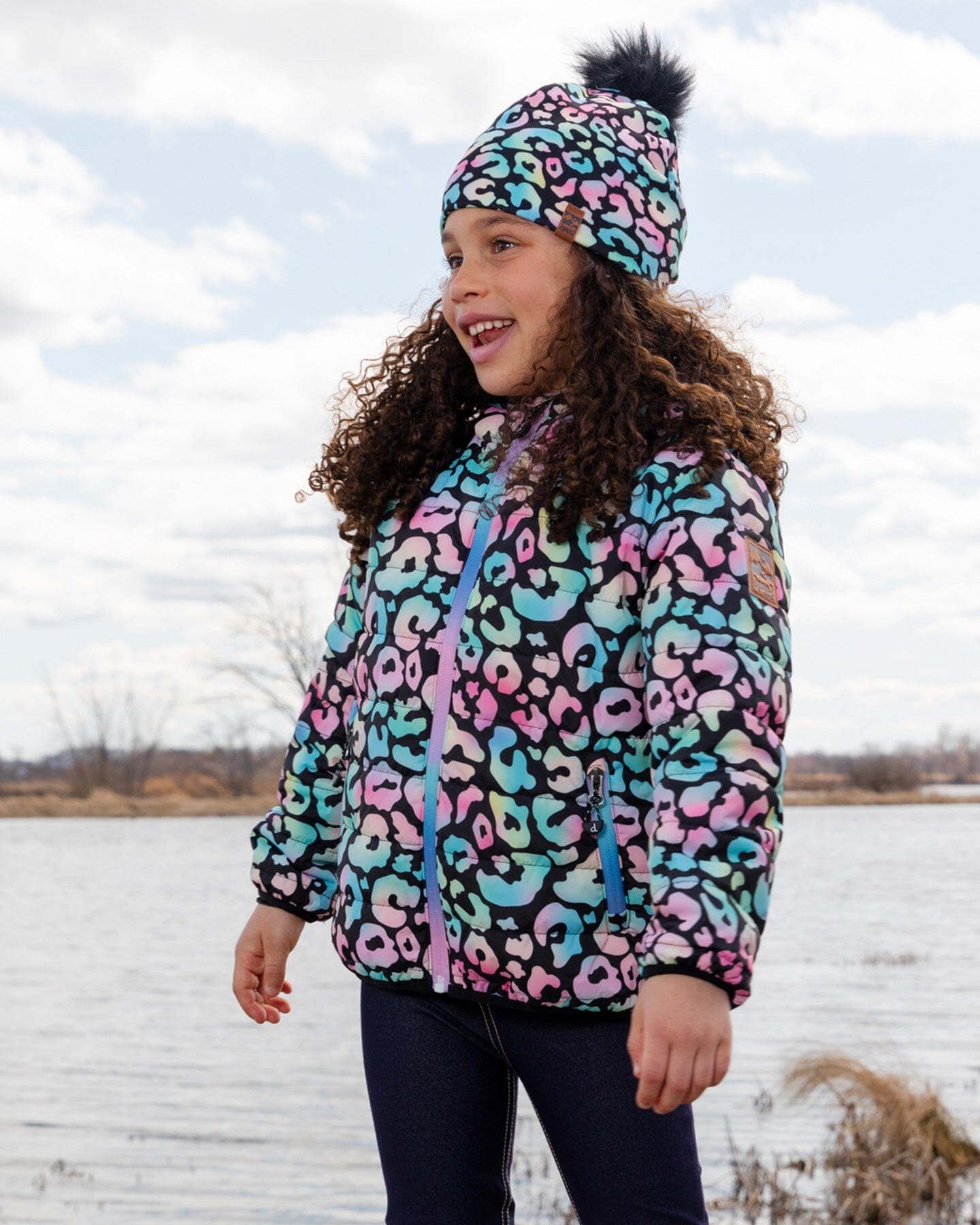 Quilted Mid-Season Jacket Black Animal Print - H30W45_3H010