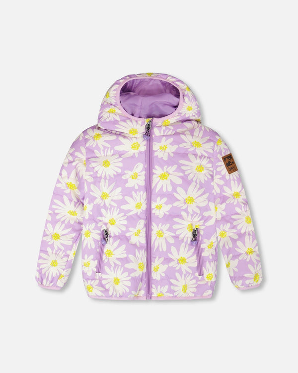 Quilted Mid-Season Jacket Purple Daisy Print - H30W45_3H013