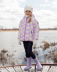 Quilted Mid-Season Jacket Purple Daisy Print - H30W45_3H013