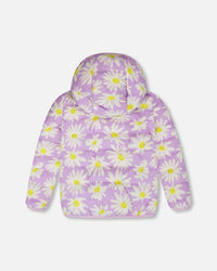 Quilted Mid-Season Jacket Purple Daisy Print - H30W45_3H013