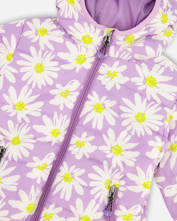 Quilted Mid-Season Jacket Purple Daisy Print - H30W45_3H013
