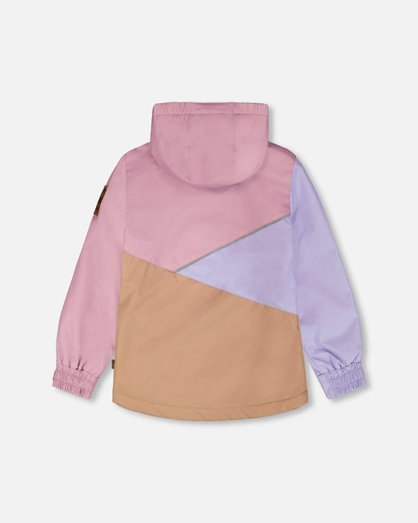 Insulated Mid-Season Jacket In Recycled Polyester Mauve, Lilac And Beige - H30W46S_06004