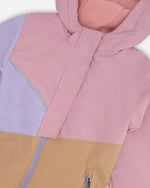 Insulated Mid-Season Jacket In Recycled Polyester Mauve, Lilac And Beige - H30W46S_06004